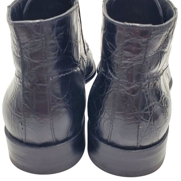 Italian Handmade Men\'s size 9 Black Crocodile Embossed Leather Chukka Boots 42 main image 8